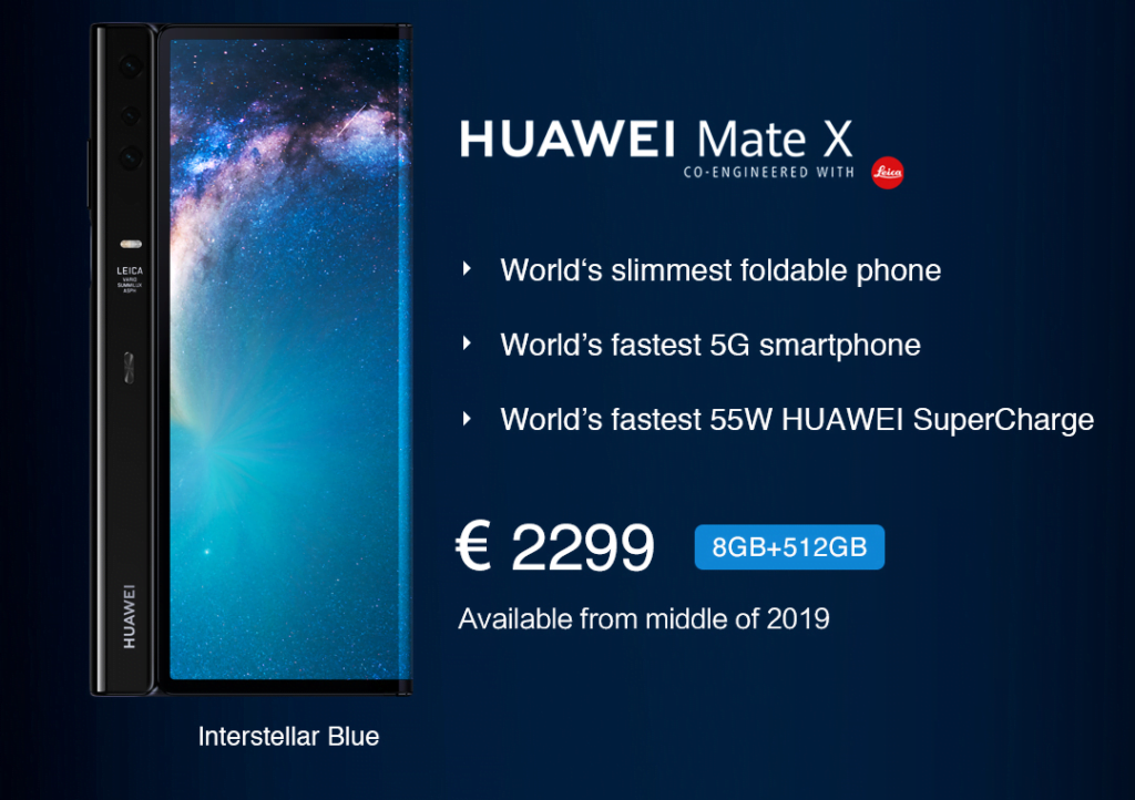Huawei mate x 's werelds eerste 5g opvouwbare telefoon 4
