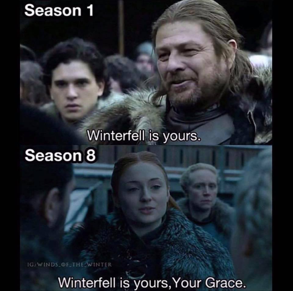 Game Of Thrones then now season vs season 8 9