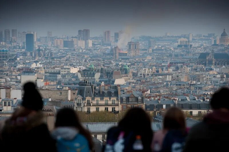 paris view after notre dame burning