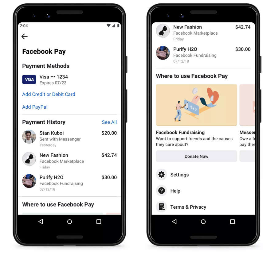 Facebook Pay Paypal