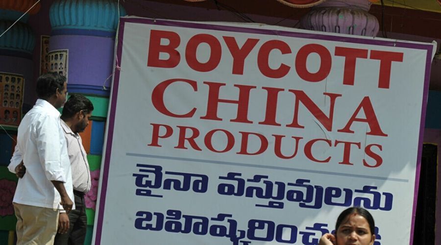Indien protestiert gegen 22Boykott China22 durch das Tragen von Made in China