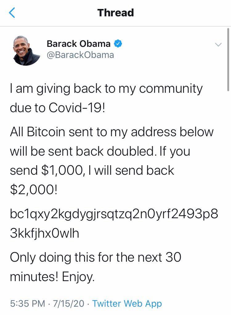 barack Obama twitter hacked