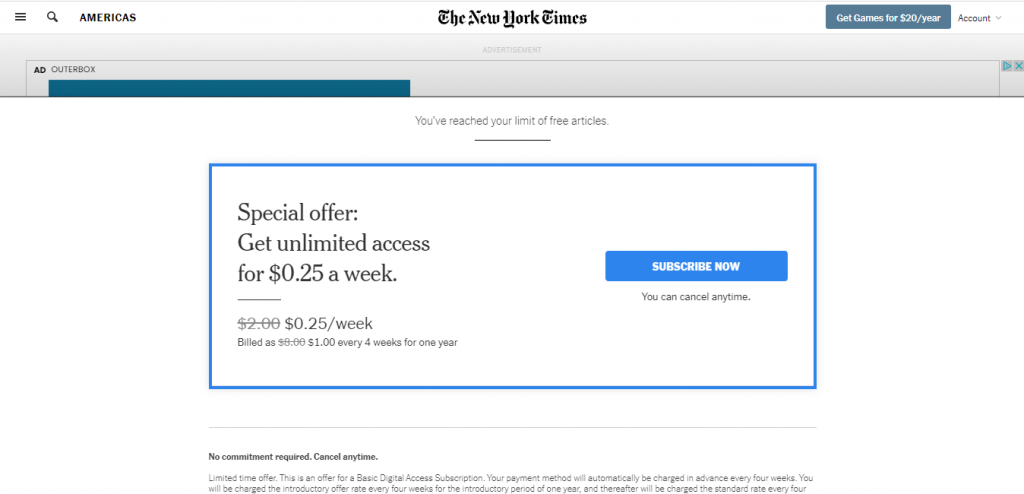 New York Times paywall