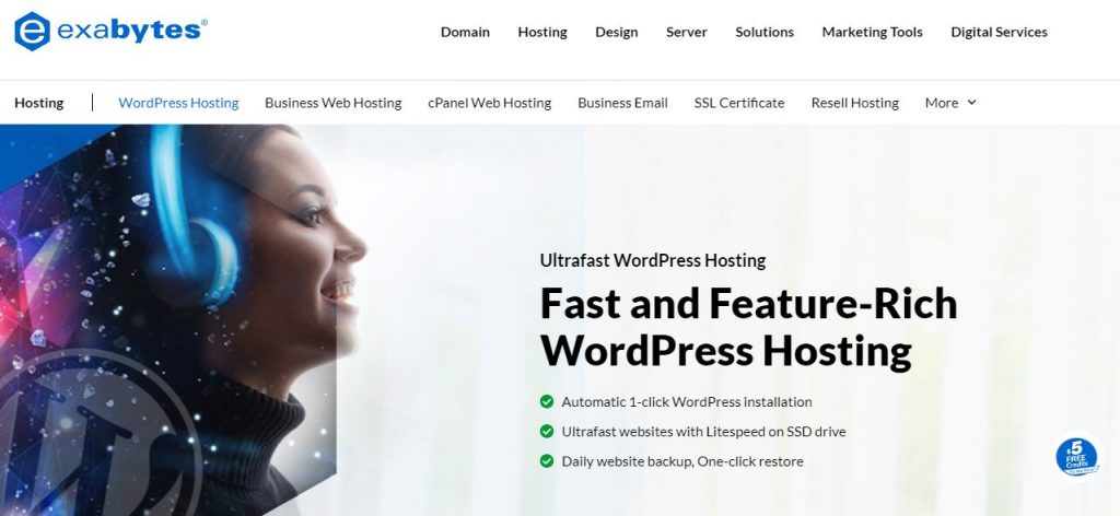 exabytes homepage for wordpress