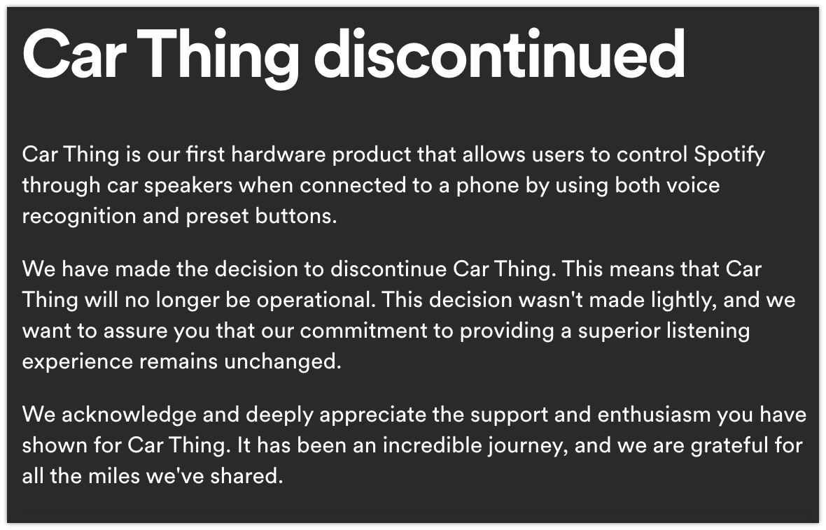 car thing discontinued