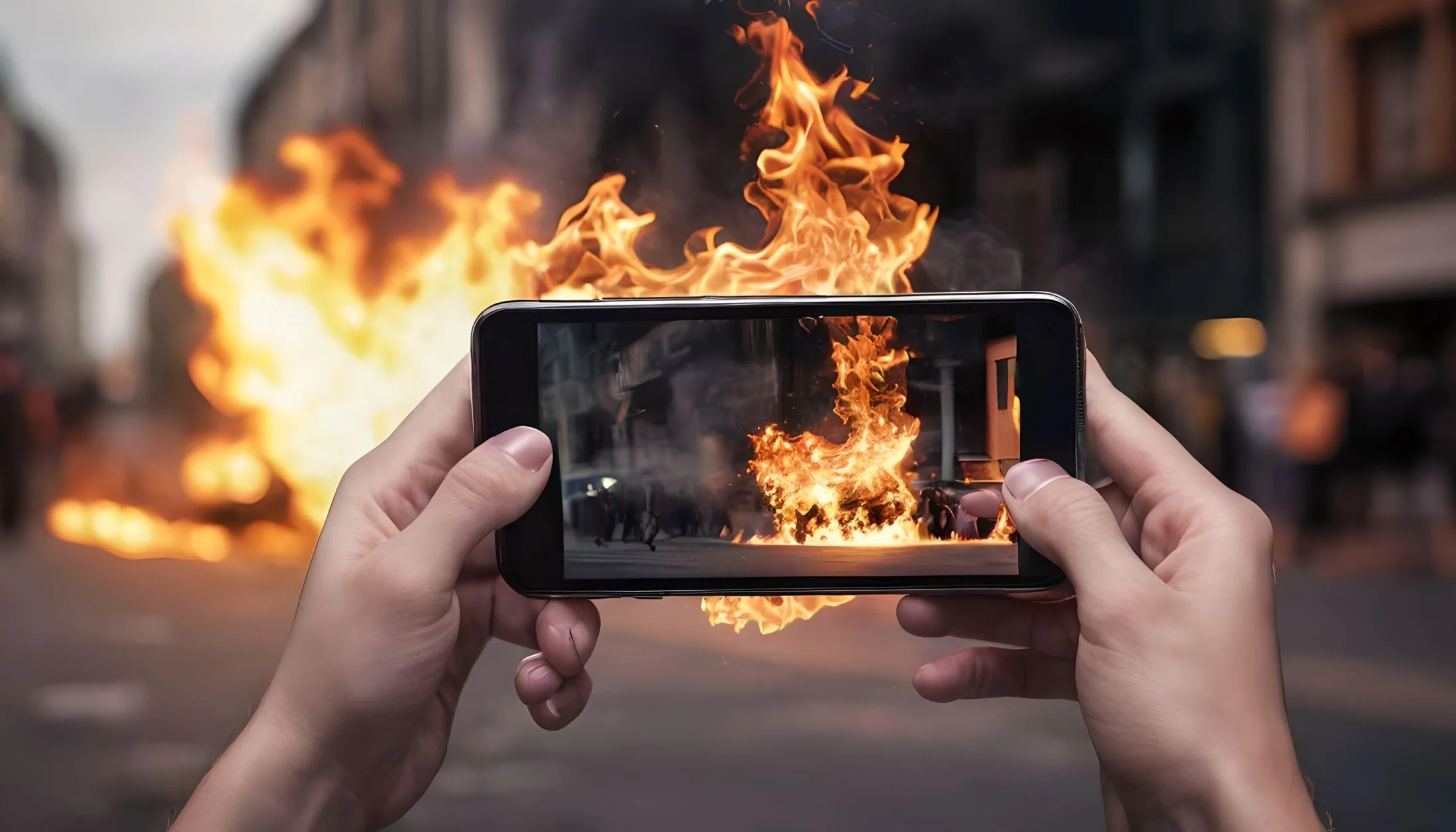 smartphone on fire