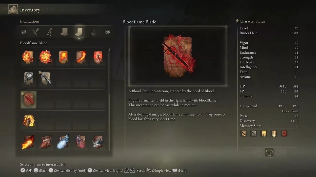 Elden Ring Bloodflame Blade Build