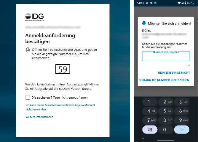 A website sends a push notification to a smartphone app, prompting the user to enter the displayed code for login.