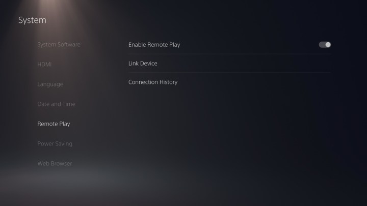 Settings to enable remote play