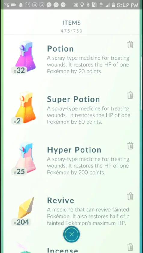 Pokemon Go Potions