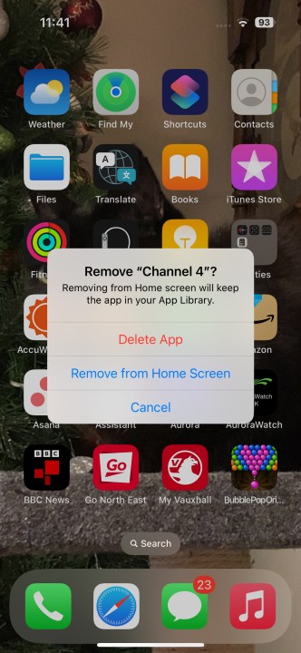 Removing the Channel 4 app from the iPhone home screen.