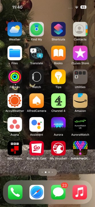 The home screen of an iPhone.