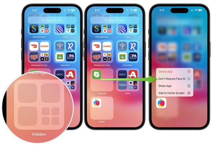 Restoring a hidden app in iOS 18.