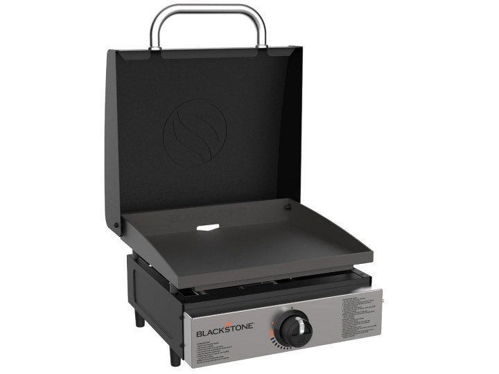 Blackstone Original Series 17-inch griddle with hood on a white background.