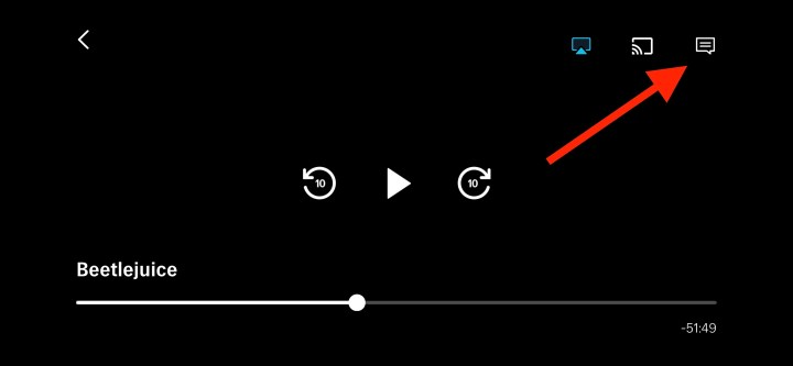 The Audio & Subtitles button on Max for iOS.