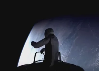 jared isaacman 41 exits the spacex capsule on a tether into the vacuum of space hundreds of miles from earth during the world s first private spacewalk on sept ember 12 2024 in a still image from video photo reuters