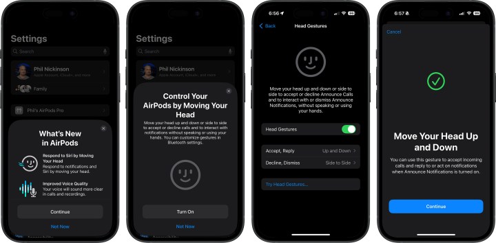 Instructions for AirPods Pro head gestures.