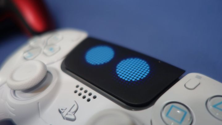 Close-up of the Astro Bot special edition DualSense touchpad.