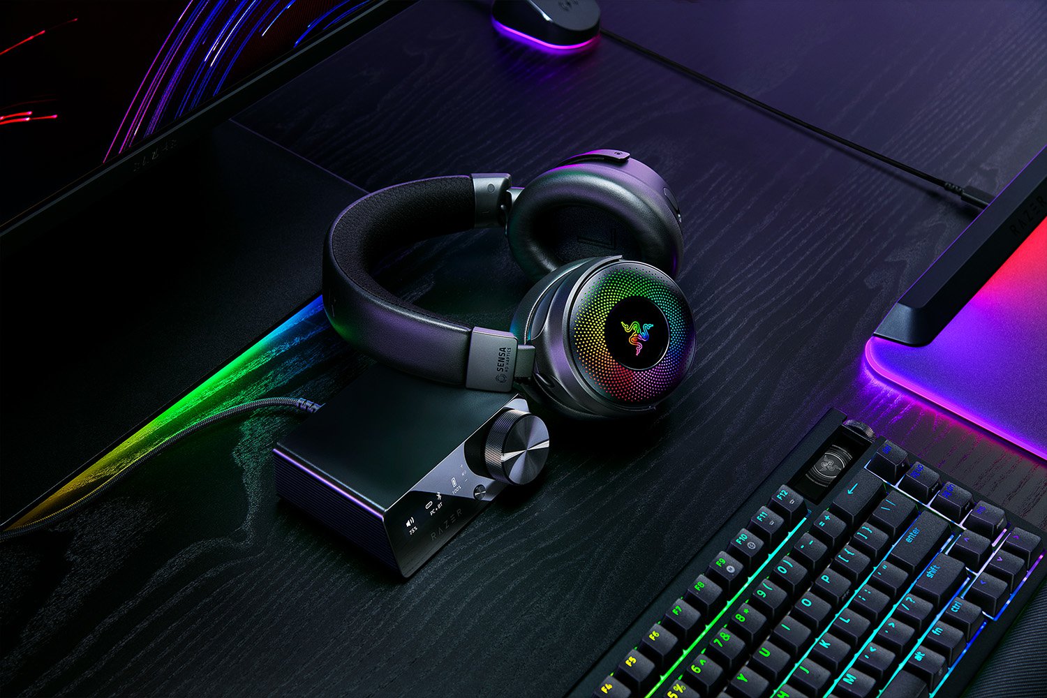 Top view of the Razer Kraken V4 Pro headphones.