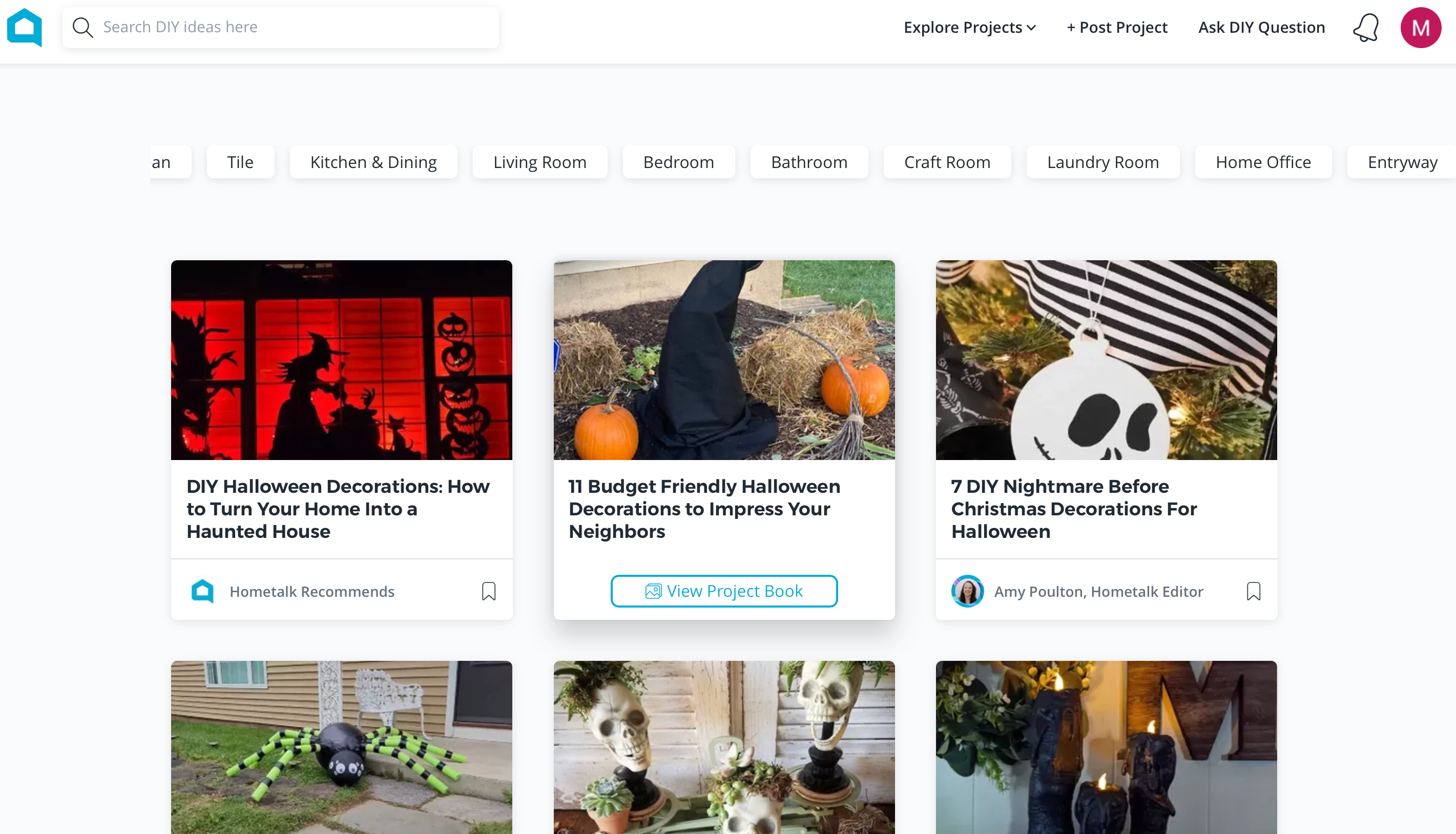 Hometalk home page with lots of Halloween DIY ideas including 7 DIY Nightmare Before Christmas decorations