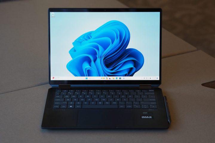 HP Spectre x360 14 2023 front view showing display and keyboard.