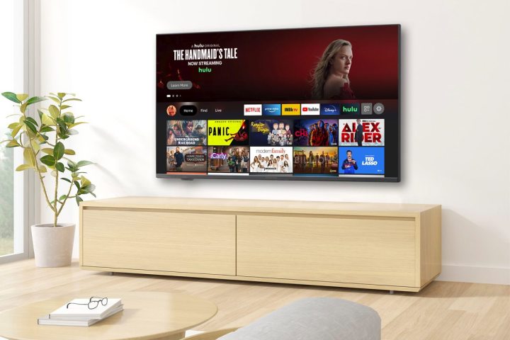 The Insignia 50-inch F30 Series 4K Smart Fire TV in a living room.