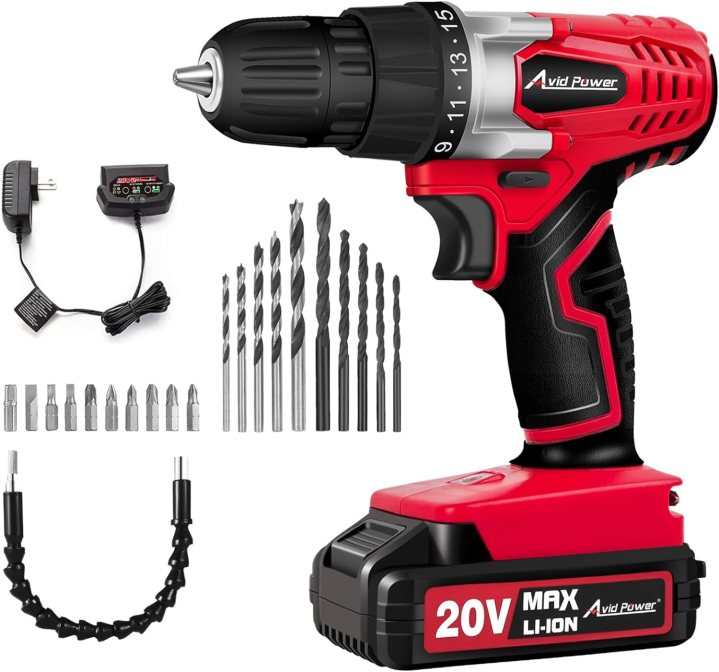  AVID POWER 20V MAX Lithium Ion Cordless Drill Set