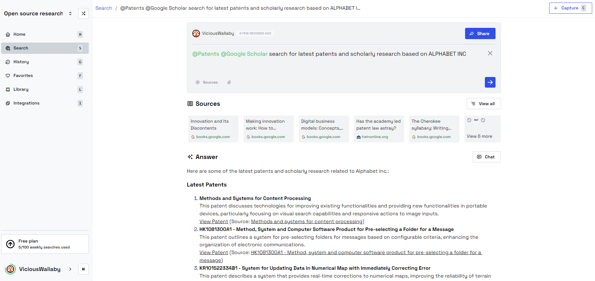 Leveraging Google Scholar and Patents to search for recent patents