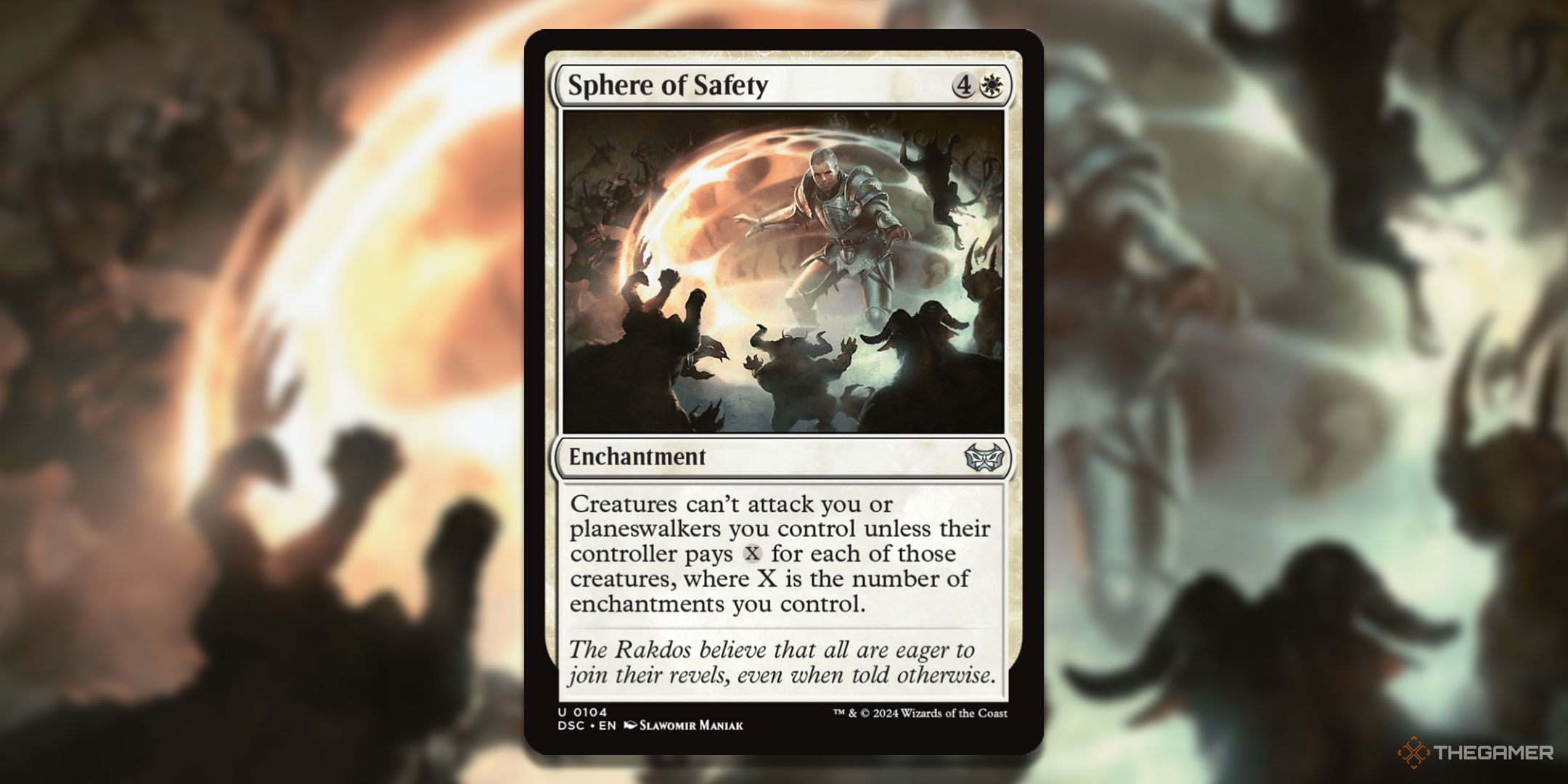 MTG Sphere of Safety card with the art in the background.