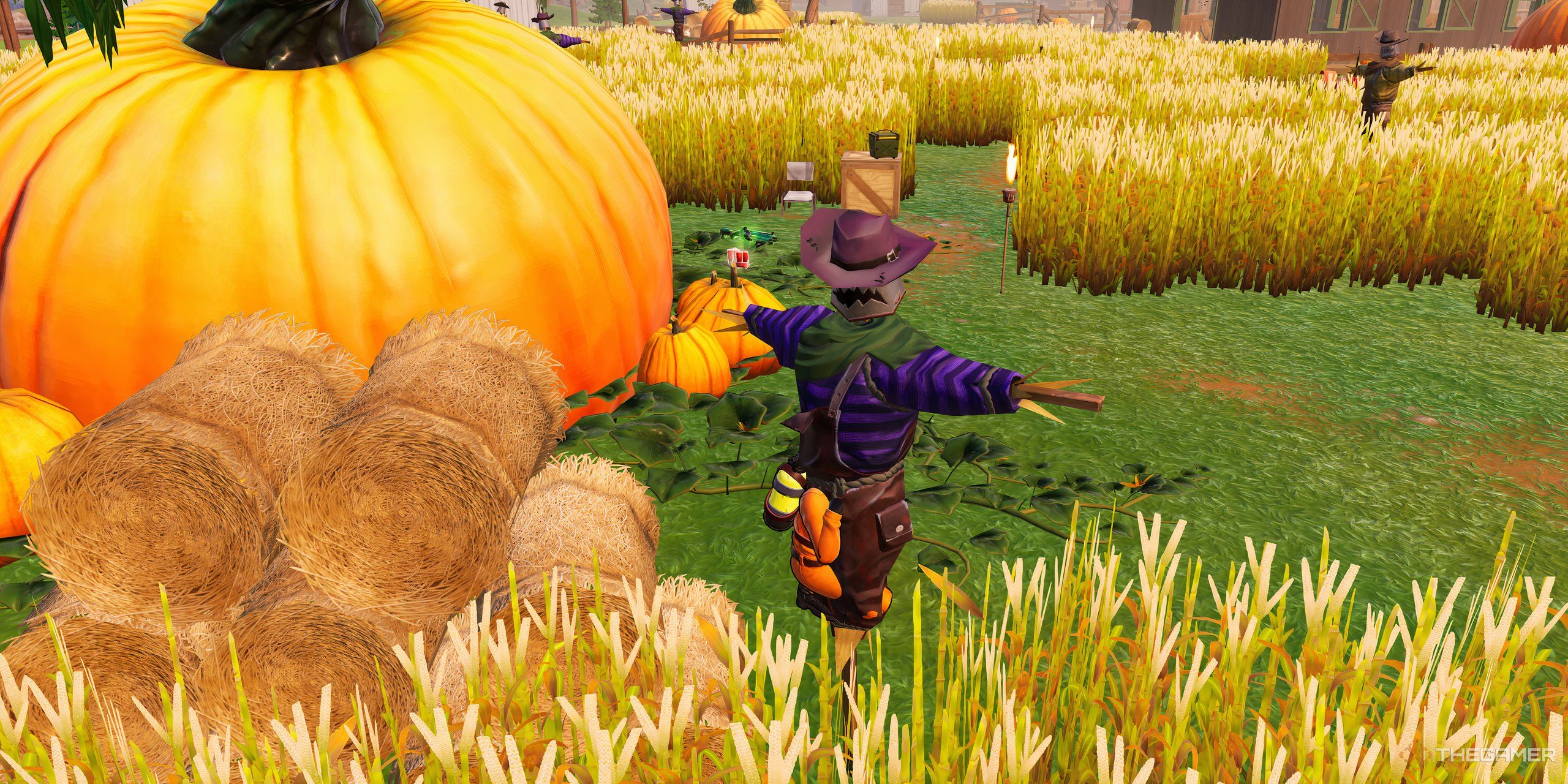 A scarecrow in the game Freaky Fields.