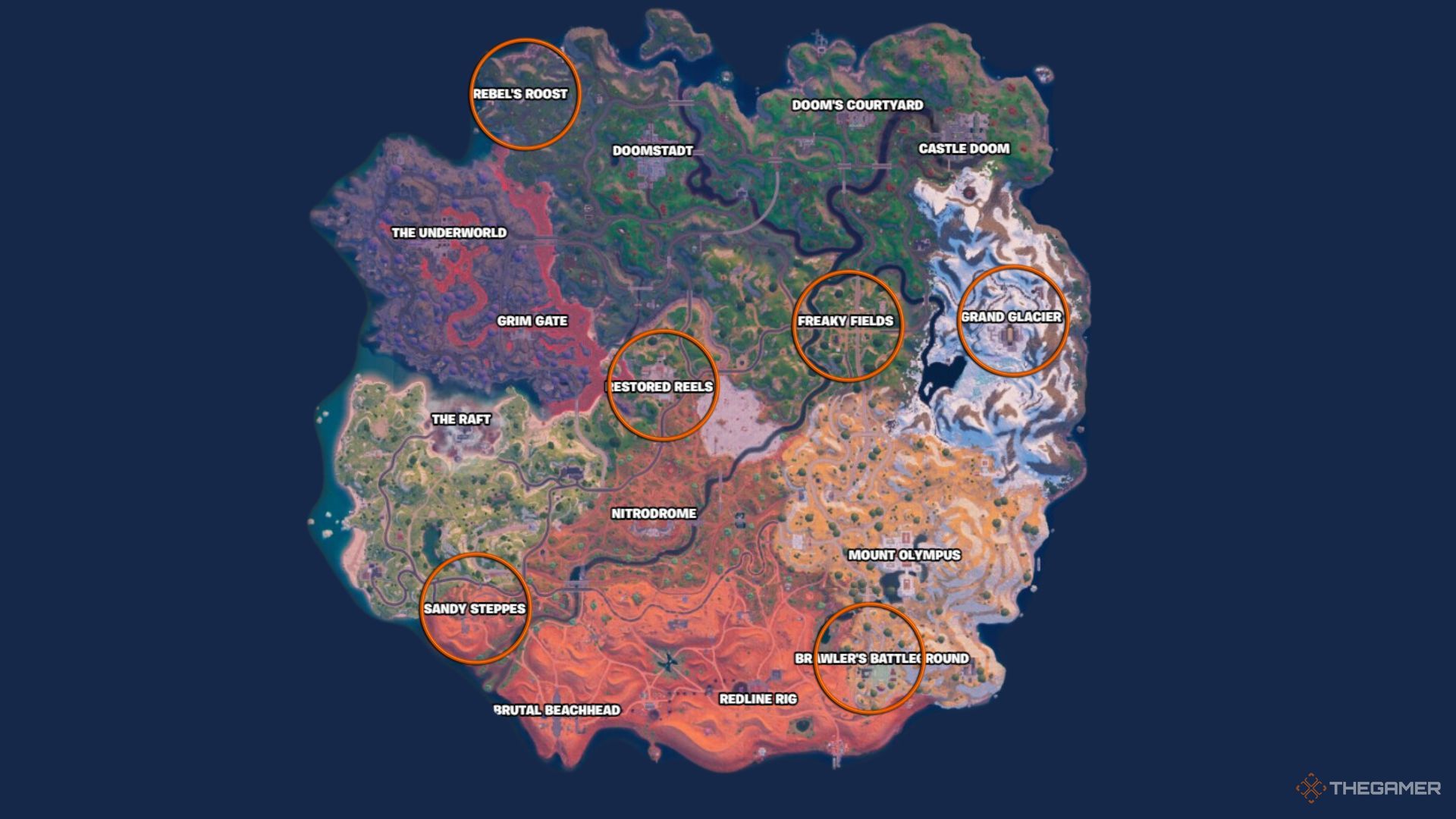 Annotated map of Fortnite locations.