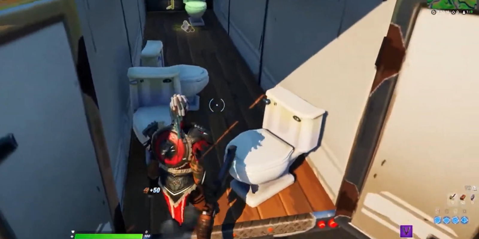 Fortnite player finding toilets in a van