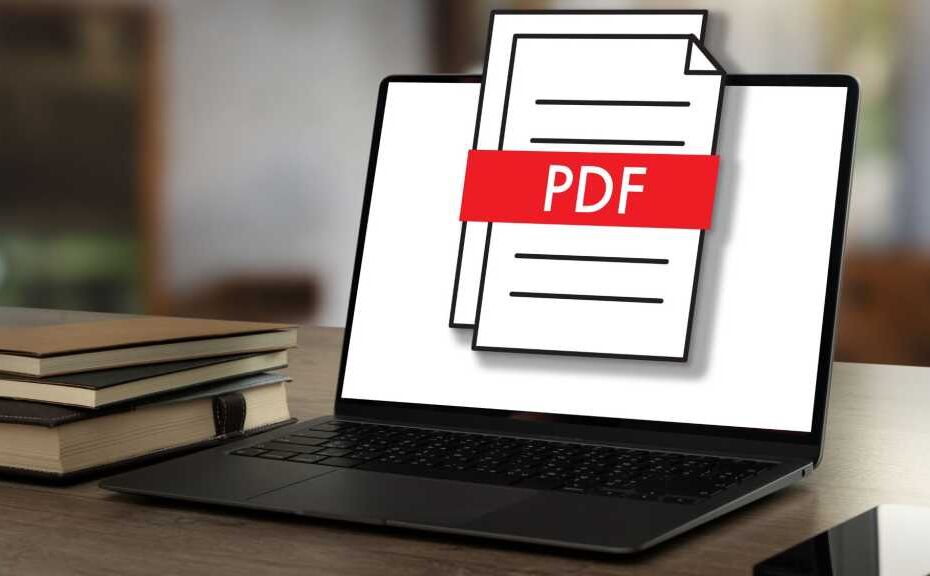 PDF on laptop