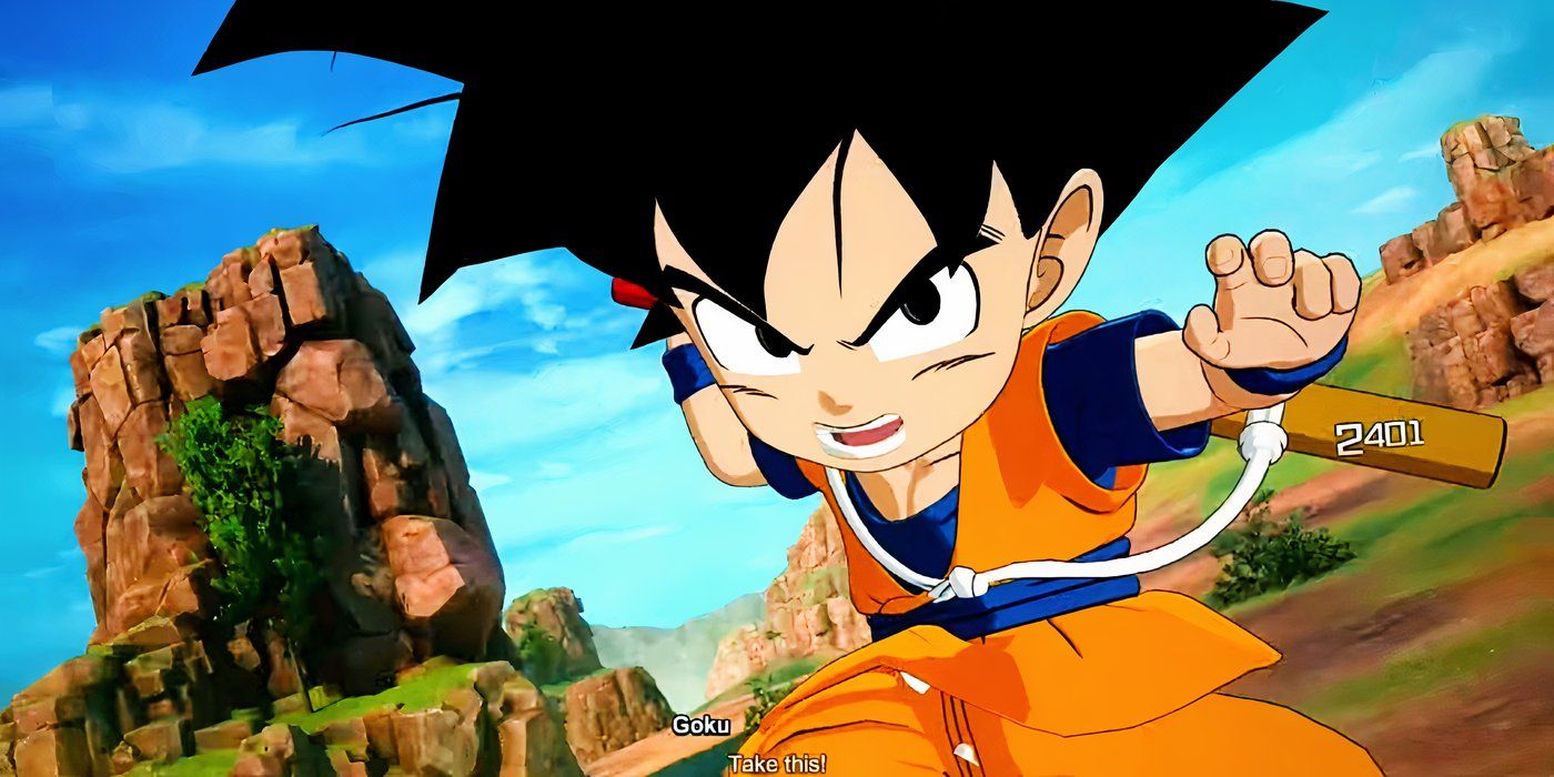 Dragon Ball Sparking Zero Daima Goku (Mini) grabbing his power poll.