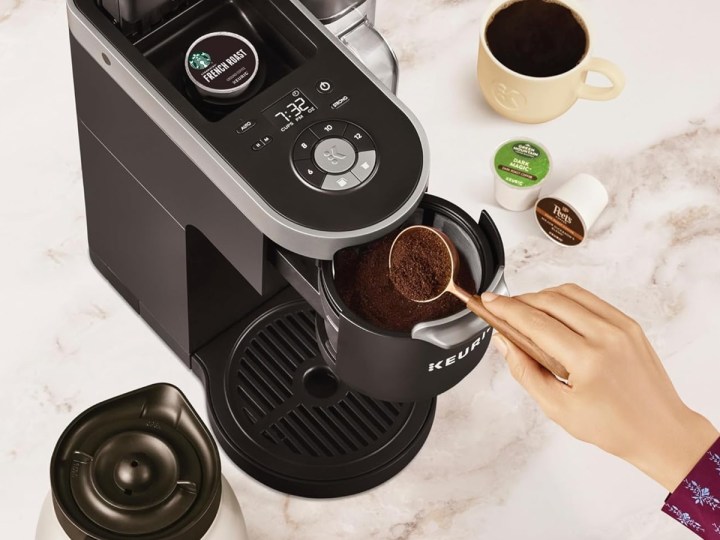 The Keurig K-Elite coffee maker against a white background.