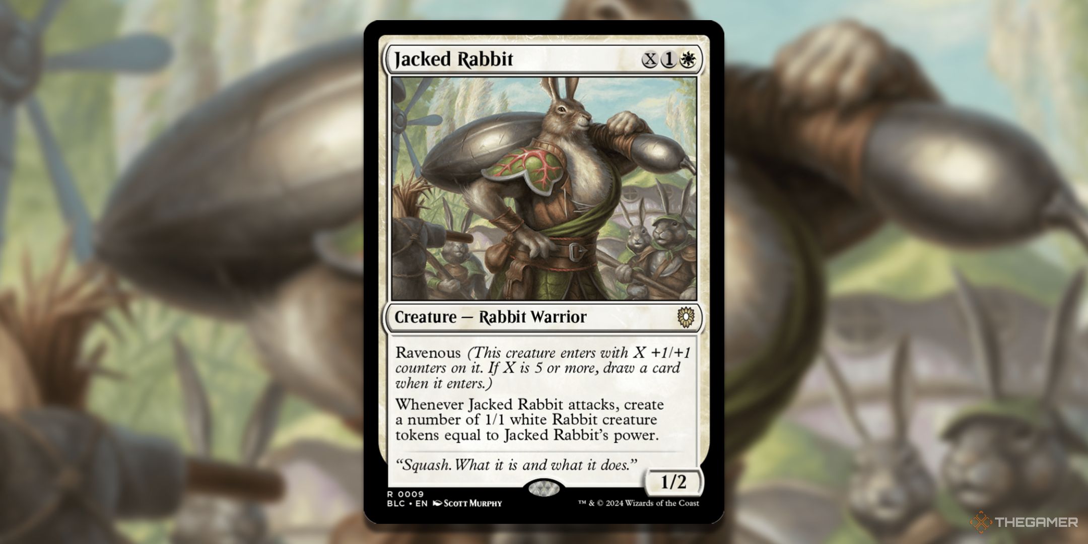 Jacked Rabbit card with the card art in the background.