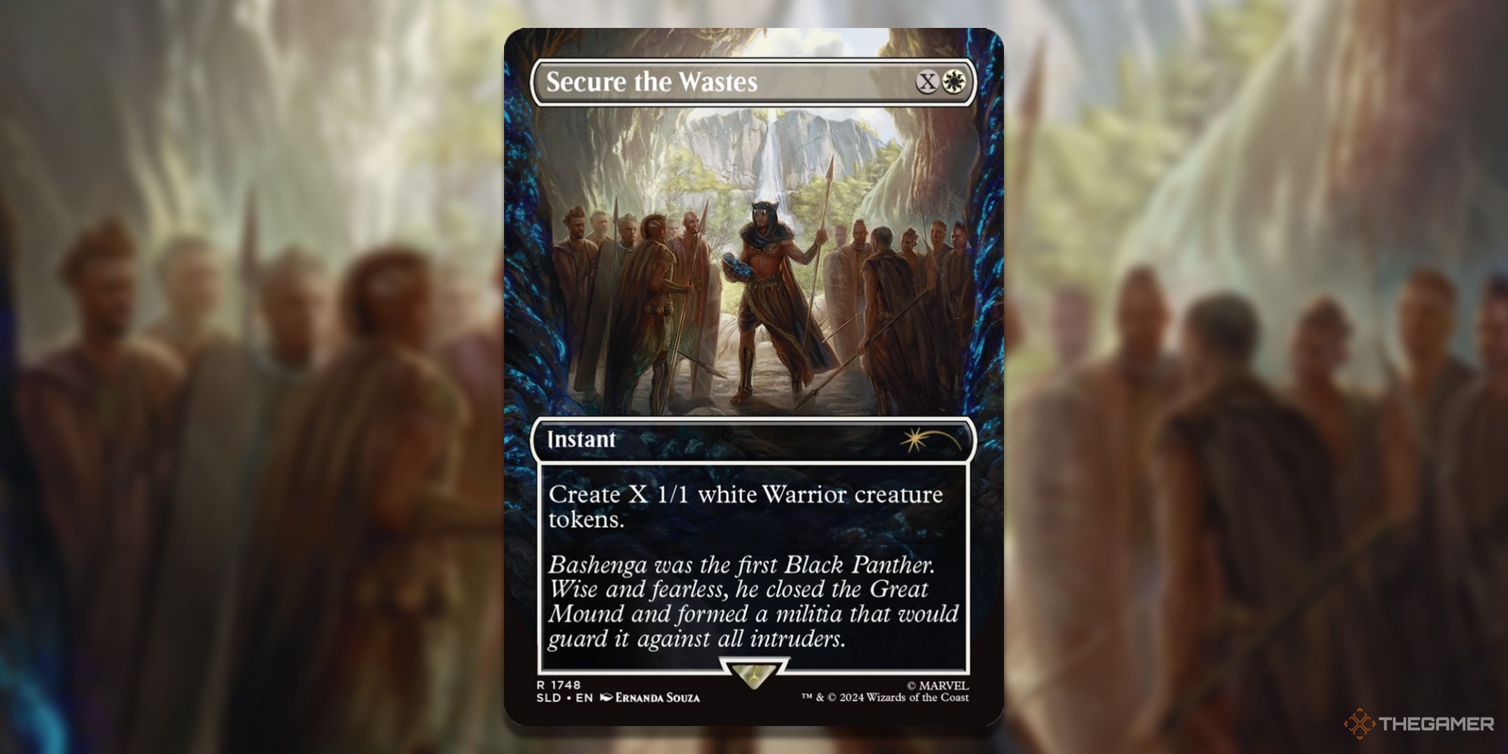 MTG Secure the Wastes card with the art in the background.