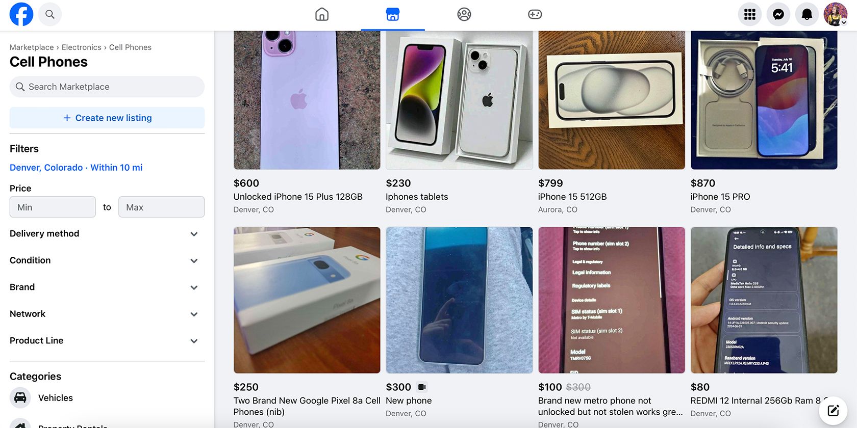 Facebook Marketplace Items