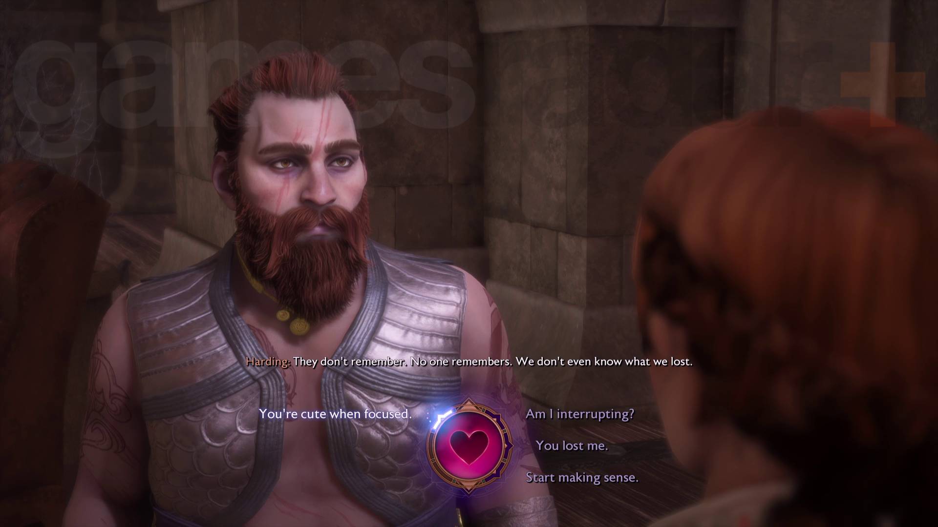 Dragon Age Veilguard romance Rook flirty dialogue while talking to Harding