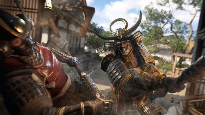 Yasuke in Assassin's Creed Shadows battling an adversary while dressed in his samurai armor.