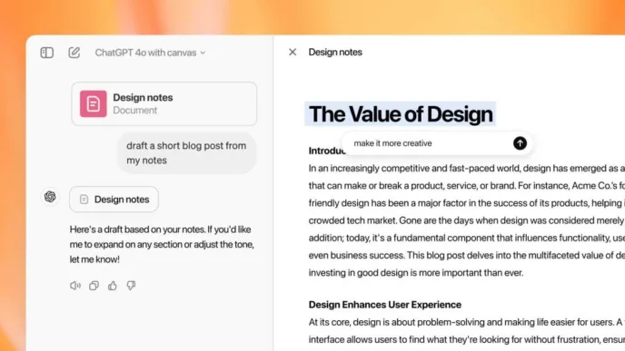 ChatGPT’s Canvas Feature Resembles Claude’s Artifacts