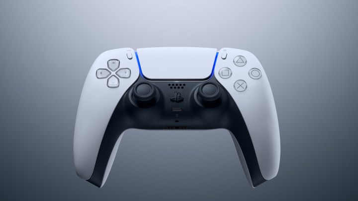 PS5 DualSense controller against a dark background.