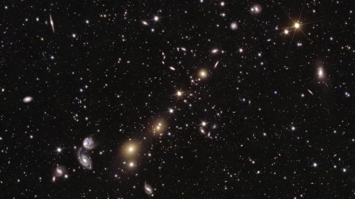 This image shows an area of the mosaic released by ESA’s Euclid space telescope on 15 October 2024. The area is zoomed in 36 times compared to the large mosaic. In this image, the core of galaxy cluster Abell 3381 is visible, 678 million light-years away from us. The image shows many different galaxies of various shapes and sizes, from massive elliptical to modest spiral galaxies, down to tiny and dim dwarf galaxies.