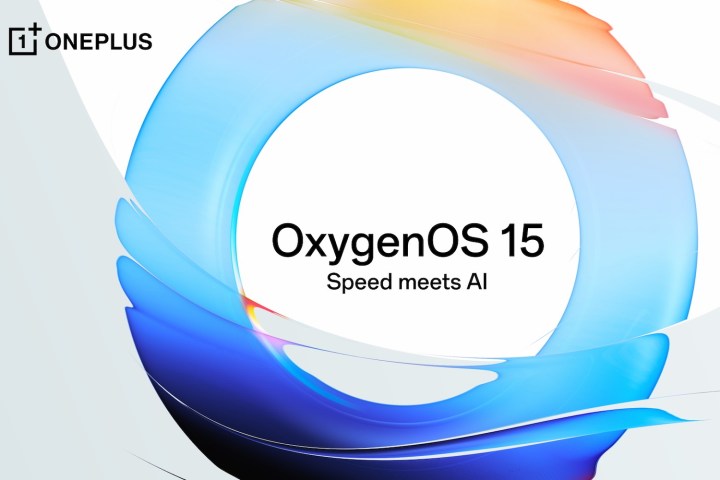 A promotional image for OnePlus's OxygenOS 15 software.