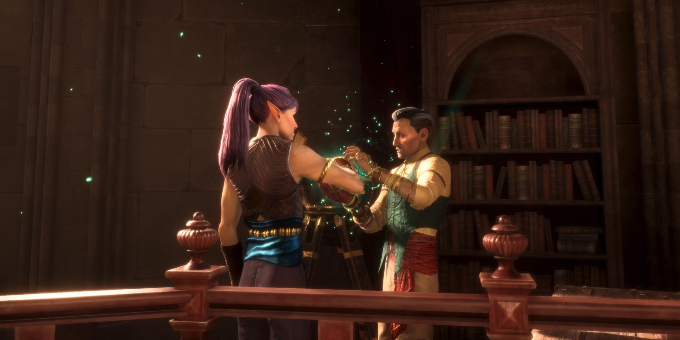 Dragon Age The Veilguard Emmrich showing magic to Rook