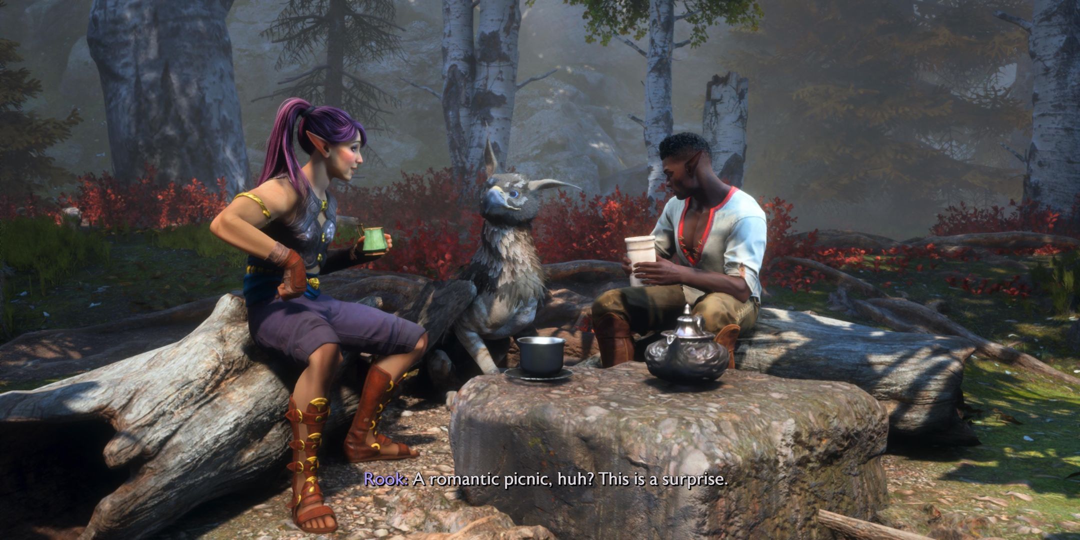 Dragon Age The Veilguard Rook having a picnic with Darvin And Assan