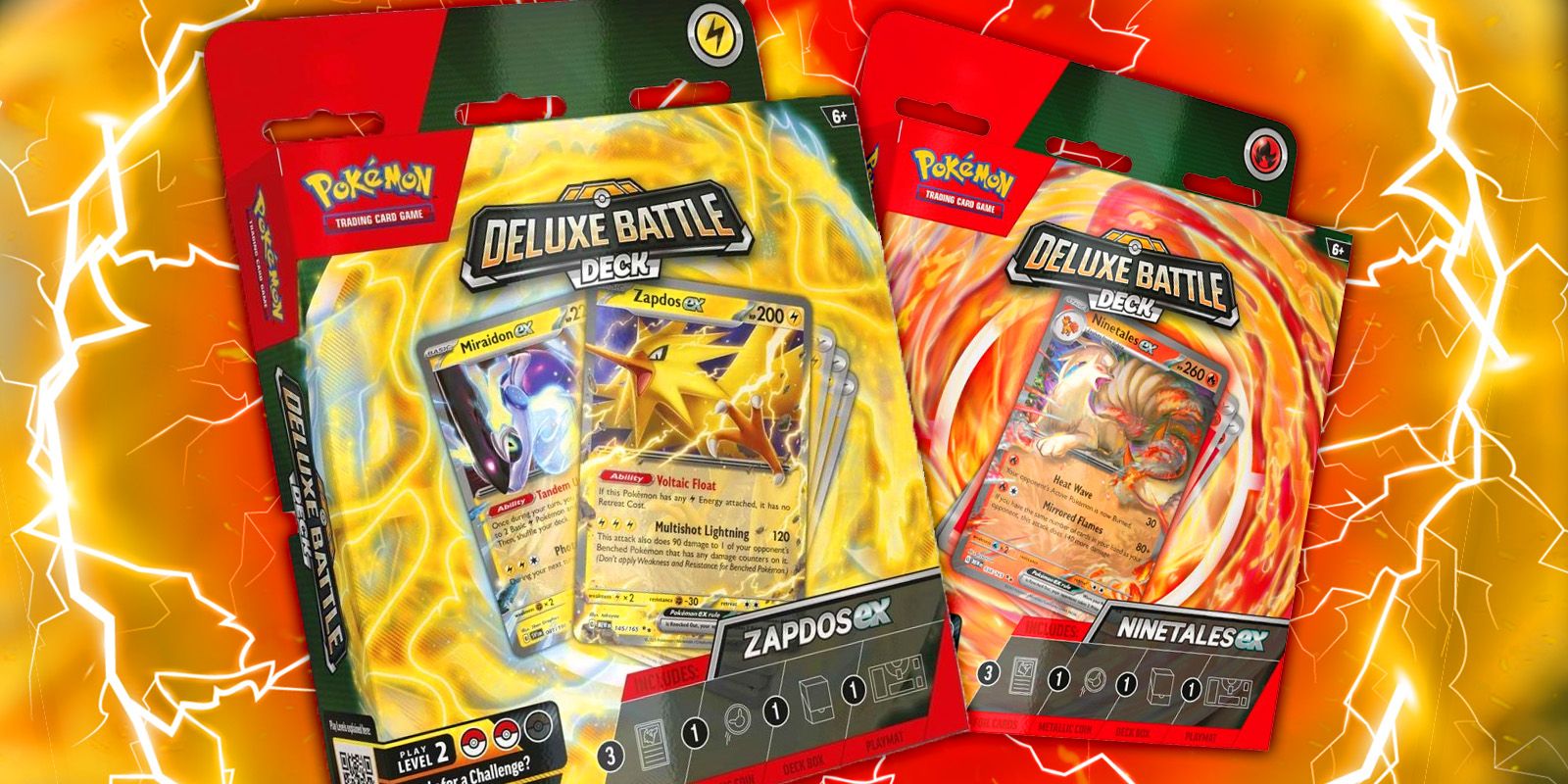 A Zapdos EX deck in Pokemon TCG Pocket next to a Ninetales deck