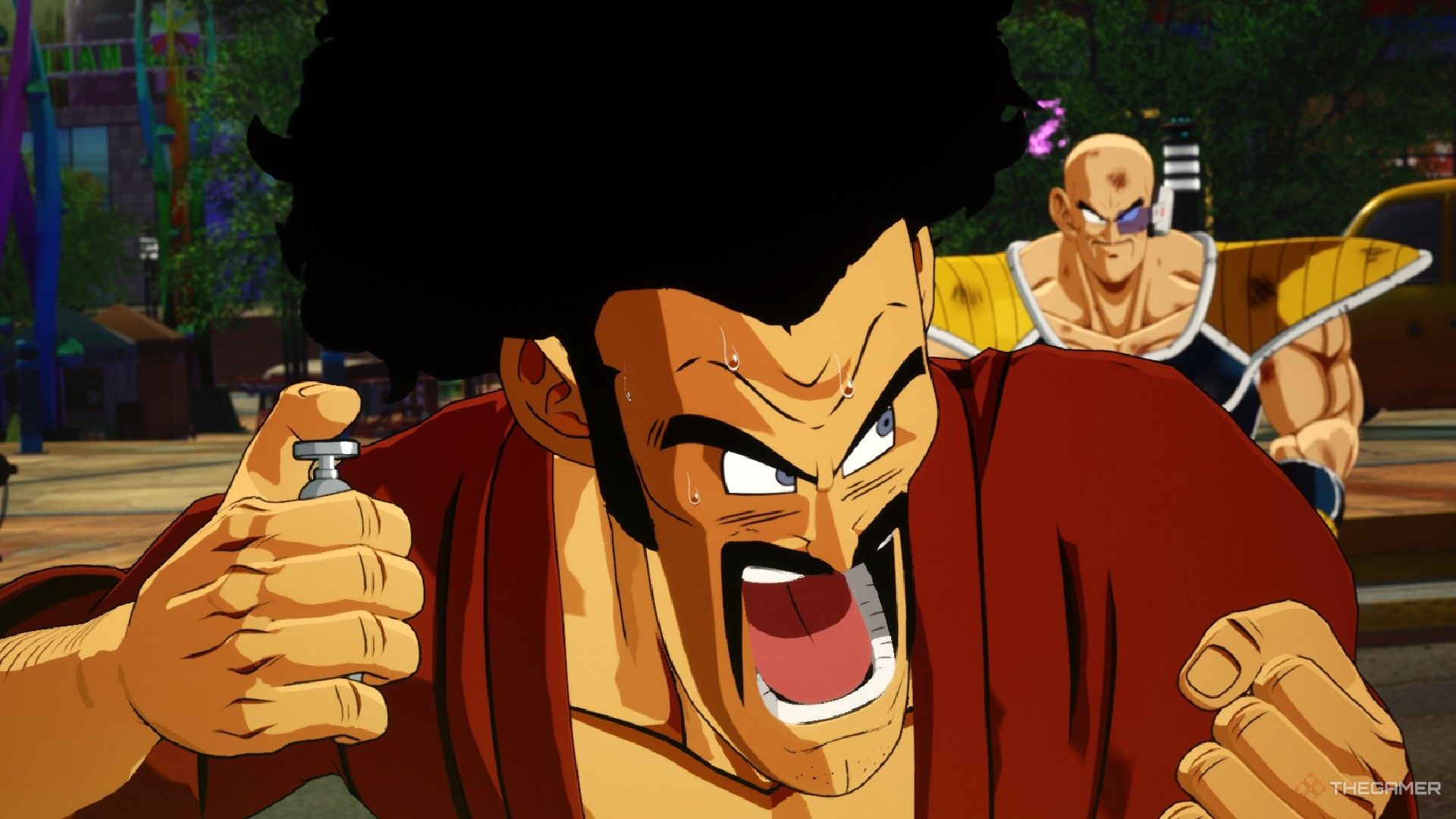 Dragon Ball Sparking Zero image showing Mr. Satan using Present Bomb.