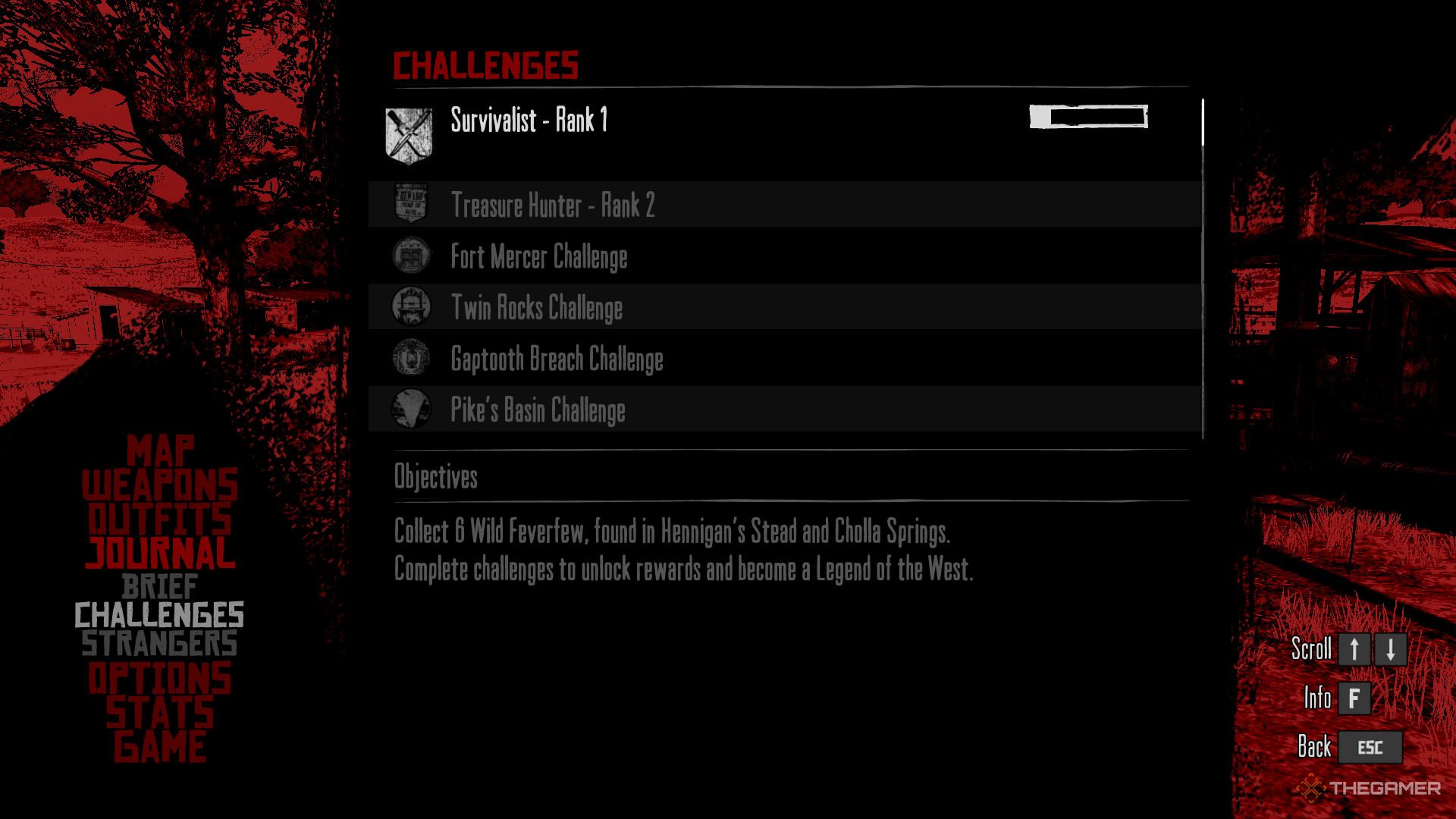 Checking challenges in Red Dead Redemption.