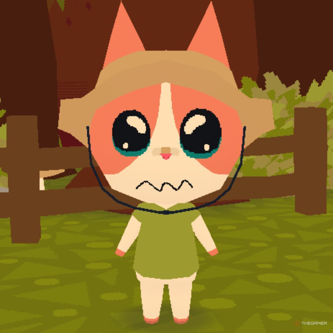 Screenshot of a character in Webfishing looking sad